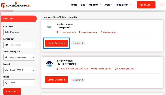 List Hasil Loker Jakarta Kategori IT